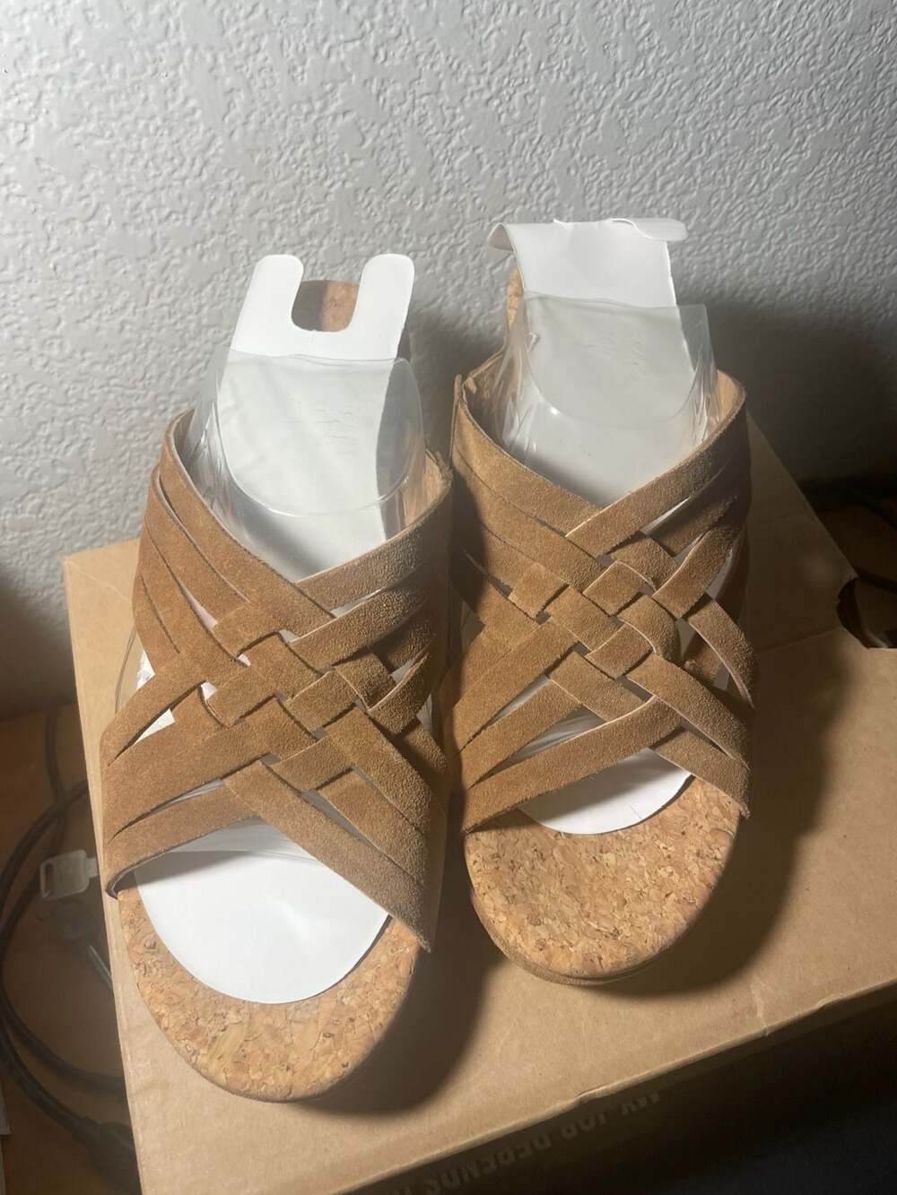 Ugg Sandals Womens 9 Lilah Weave Strappy Wedge Slide Slip On 1019976 Brown Suede